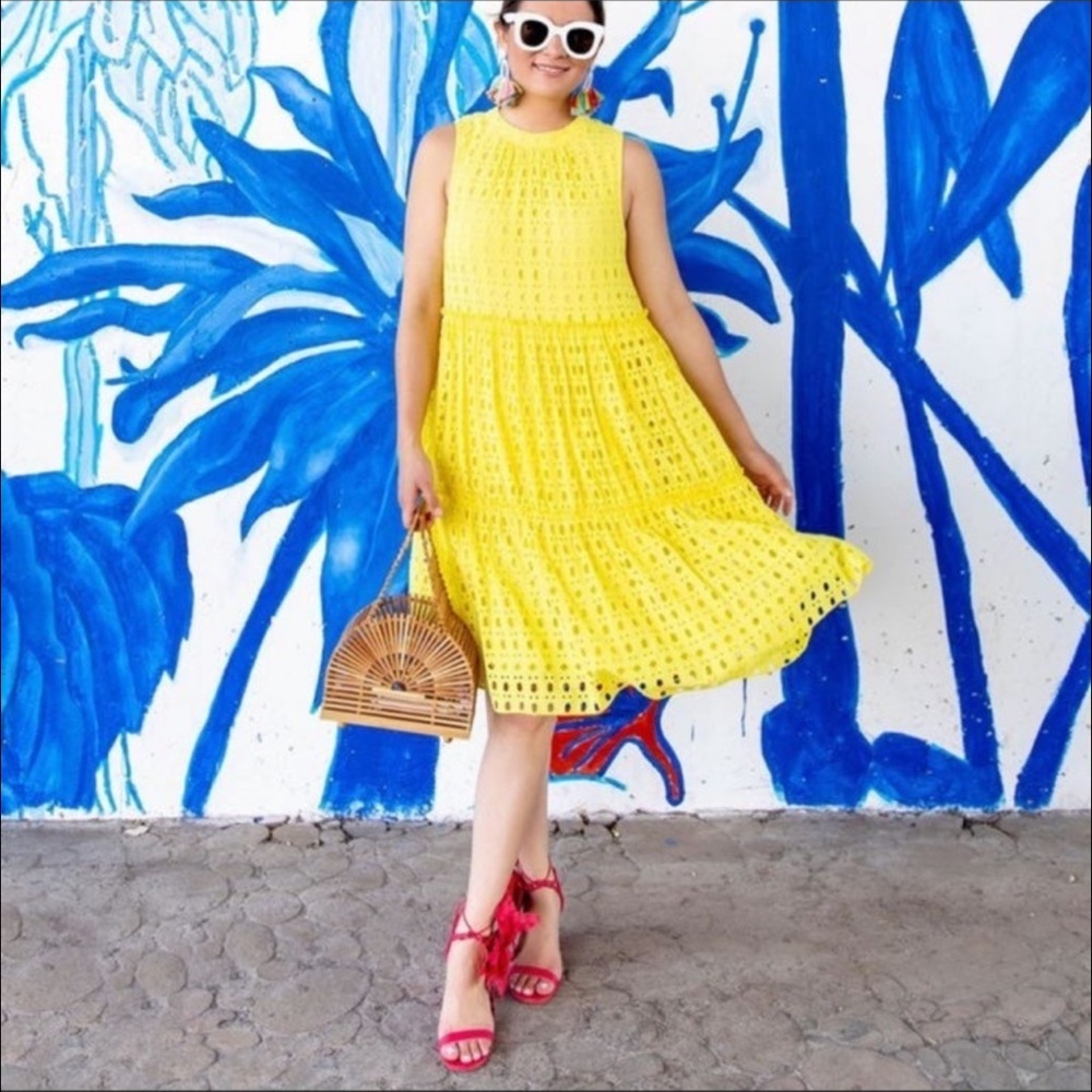 SOLD NWOT Lilly Pulitzer Indira Eyelet Dress in Lemon | L - Picture 2 of 12